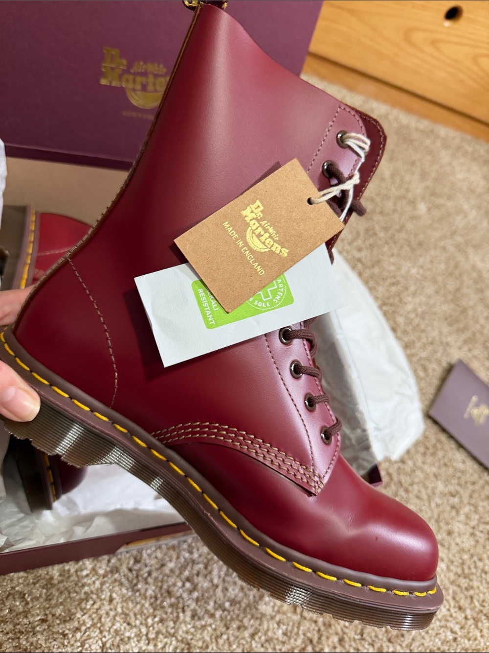 🇬🇧Dr. Martens Made In England 10-Eye Oxblood 1490 Boots 10W NIB!🇬🇧